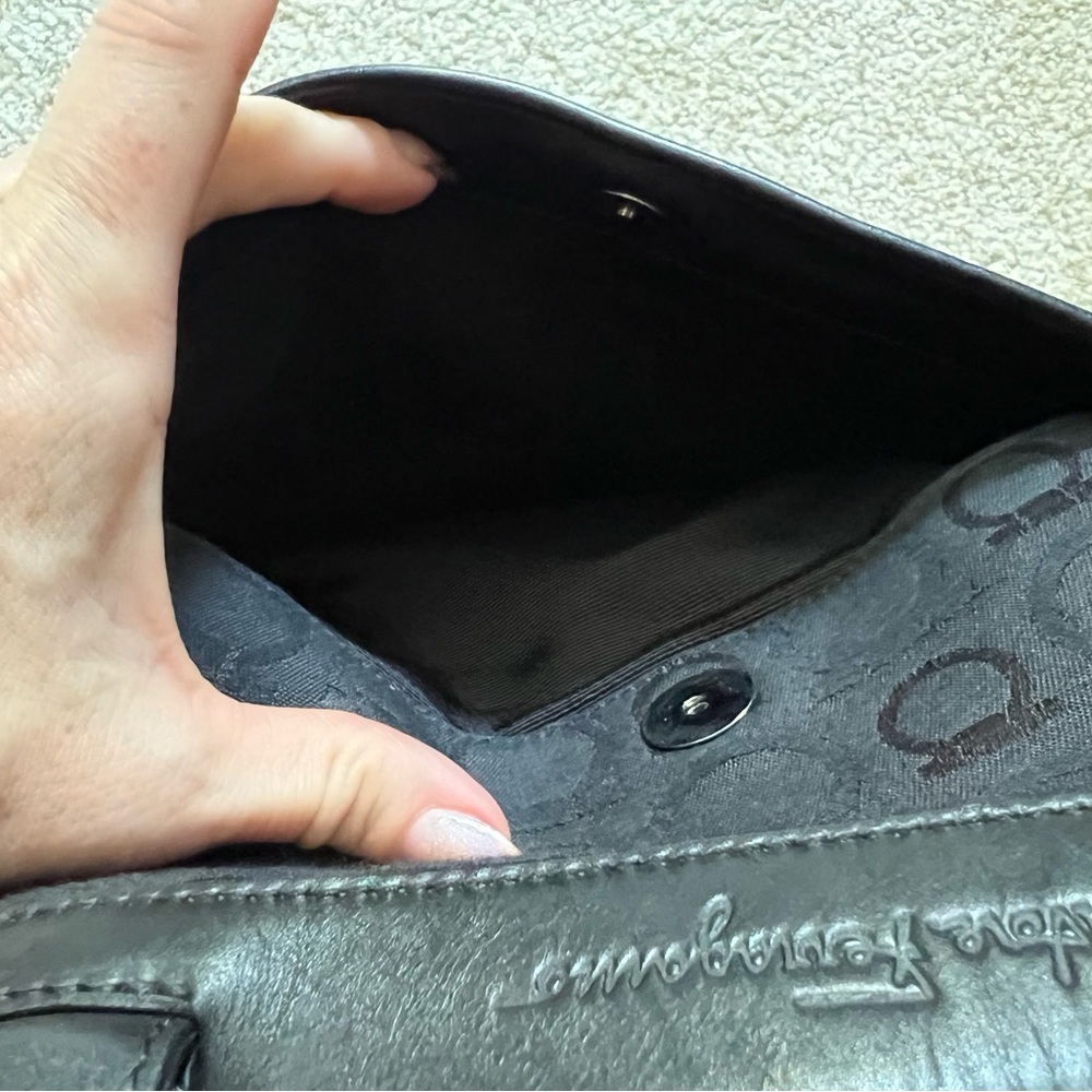 EUC Salvatore Ferragamo Black Canvas Tote Bag with Leather Trim - Picture 12 of 16
